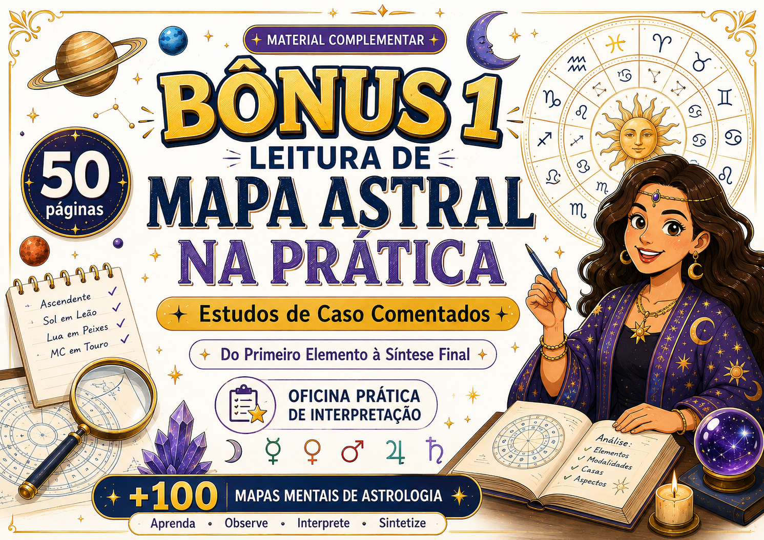 Capa do Bônus 1 — Leitura de Mapa Astral na Prática